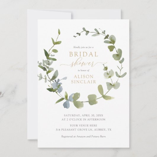 Elegant Eucalyptus Greenery Vrijgezellenfeest Invi Kaart (Voorkant)