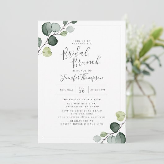 Elegant Eucalyptus Greenery Vrijgezellenfeest Kaart (Staand voorkant)