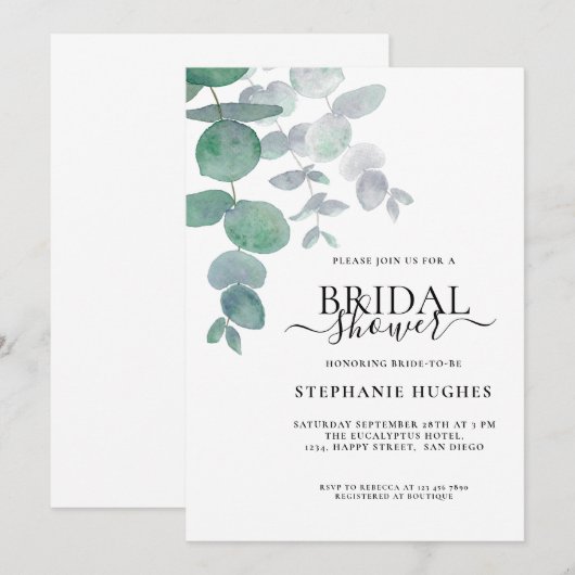 Elegant Eucalyptus Greenery Vrijgezellenfeest Kaart (Voorkant / Achterkant)