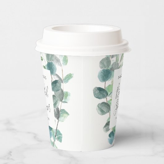 Elegant Eucalyptus Greenery Vrijgezellenfeest Name Papieren Bekers (Rechts)