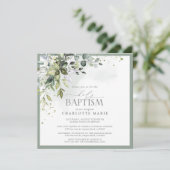 Elegant Eucalyptus Greenery Waterverf Baptisme Kaart (Staand voorkant)