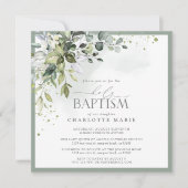 Elegant Eucalyptus Greenery Waterverf Baptisme Kaart (Voorkant)