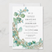 Elegant Eucalyptus Greenery Waterverf Wedding Kaart (Voorkant)