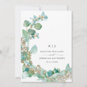Elegant Eucalyptus Greenery Waterverf Wedding Kaart (Achterkant)