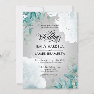 Elegant Eucalyptus Greenery Waterverf Wedding Kaart