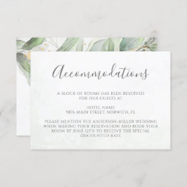 Elegant Eucalyptus Greenery Wedding Accommodatie Informatiekaartje