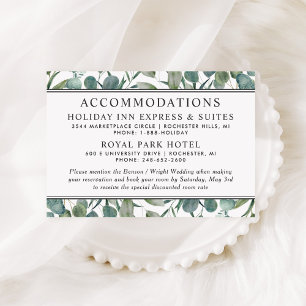 Elegant Eucalyptus Greenery Wedding Accommodations Informatiekaartje