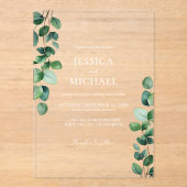 Elegant Eucalyptus Greenery Wedding Acryl Uitnodigingen (Voorkant)