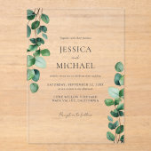 Elegant Eucalyptus Greenery Wedding Acryl Uitnodigingen (Voorkant)