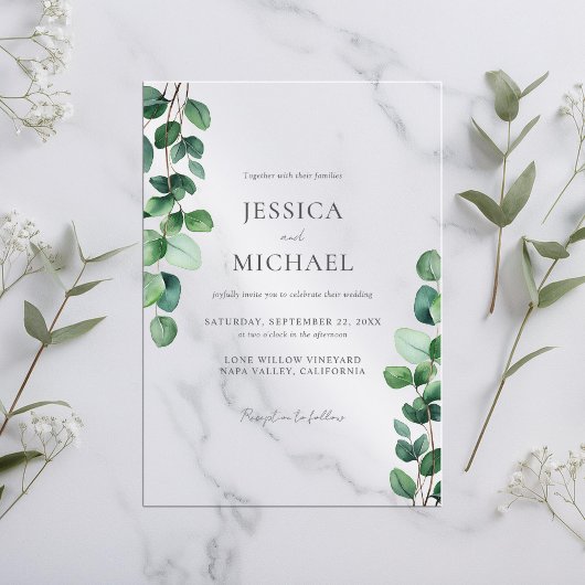 Elegant Eucalyptus Greenery Wedding Acryl Uitnodigingen