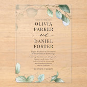 Elegant Eucalyptus Greenery Wedding Acryl Uitnodigingen (Voorkant)