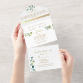 Elegant Eucalyptus Greenery Wedding All In One Uitnodiging (Afscheurbaar)