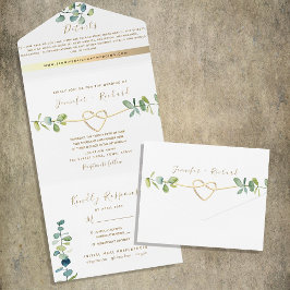 Elegant Eucalyptus Greenery Wedding All In One Uitnodiging