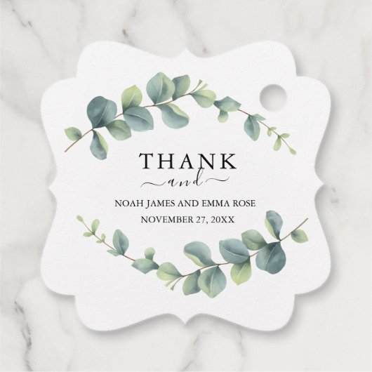 Elegant Eucalyptus Greenery Wedding Bedankjes Labels (Achterkant)