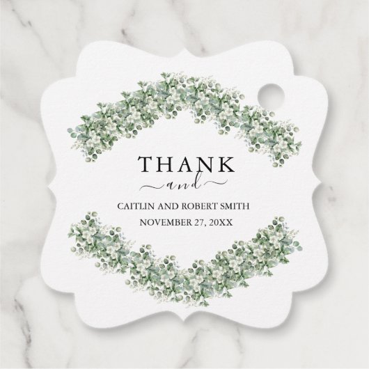 Elegant Eucalyptus Greenery Wedding Bedankjes Labels (Achterkant)