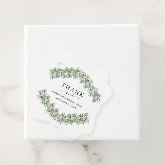 Elegant Eucalyptus Greenery Wedding Bedankjes Labels (In situ)