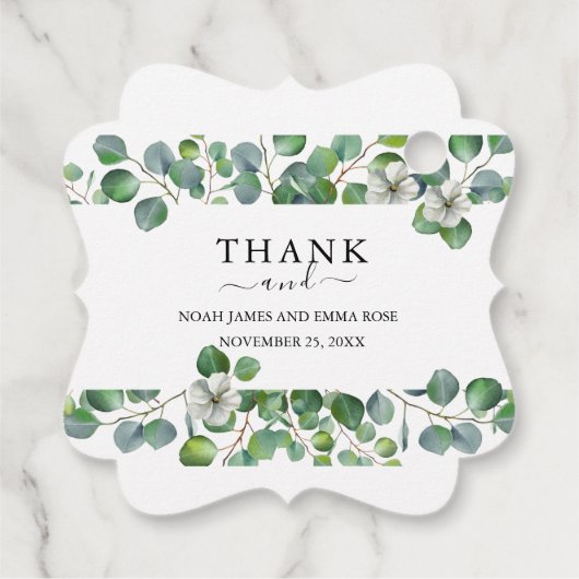 Elegant Eucalyptus Greenery Wedding Bedankjes Labels (Achterkant)