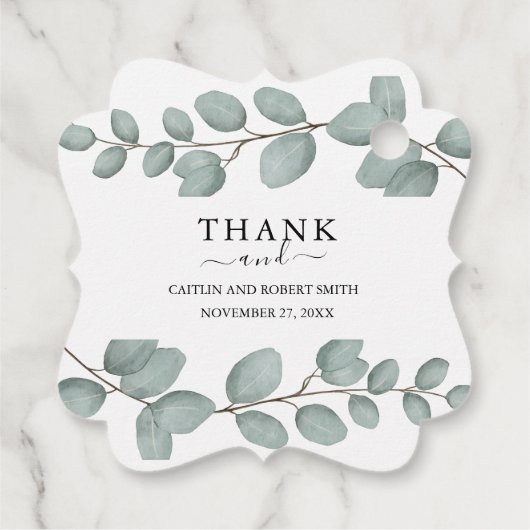 Elegant Eucalyptus Greenery Wedding  Bedankjes Labels (Achterkant)