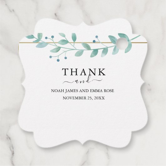 Elegant Eucalyptus Greenery Wedding  Bedankjes Labels (Achterkant)