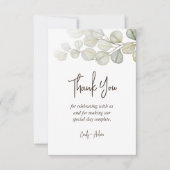 Elegant Eucalyptus Greenery Wedding Bedankkaart (Voorkant)