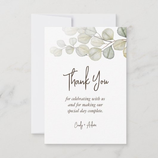 Elegant Eucalyptus Greenery Wedding Bedankkaart (Voorkant)