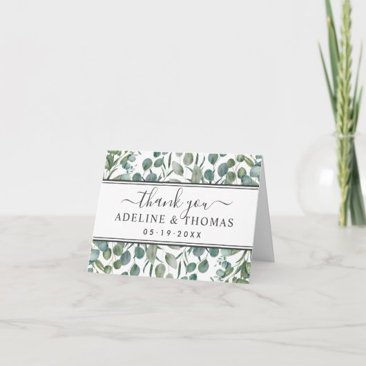 Elegant Eucalyptus Greenery Wedding Bedankkaart (Voorkant)