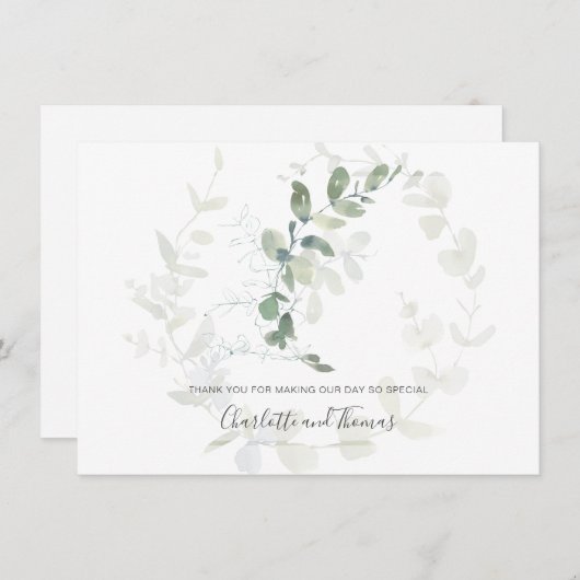 Elegant Eucalyptus Greenery Wedding Bedankt (Voorkant / Achterkant)