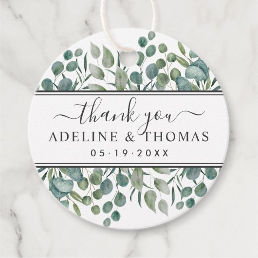 Elegant Eucalyptus Greenery Wedding Bedankt Bedankjes Labels (Voorkant)