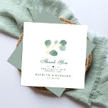 Elegant Eucalyptus Greenery Wedding Bedankt Notitiekaartje<br><div class="desc">Elegante Eucalyptus groen bruiloft dank u kaart. Druk uit hoe dankbaar je bent aan je vrienden en familie die van je bruiloft een extra special hebben gemaakt met deze prachtige trouwfoto bedankje. Alle teksten zijn vooraf voor u geregeld om gemakkelijk en snel te personaliseren met uw eigen woorden.</div>