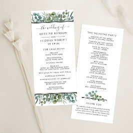 Elegant Eucalyptus Greenery Wedding Ceremony Programmakaart