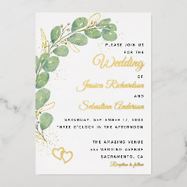 Elegant Eucalyptus Greenery Wedding Folie Uitnodiging