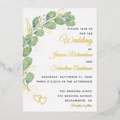 Elegant Eucalyptus Greenery Wedding Folie Uitnodiging (Voorkant)