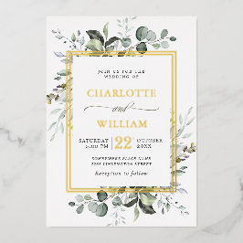 Elegant Eucalyptus Greenery Wedding Gold Foil Invi Folie Uitnodiging