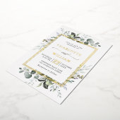 Elegant Eucalyptus Greenery Wedding Gold Foil Invi Folie Uitnodiging (Gedraaid)