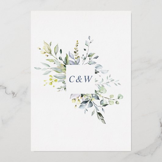 Elegant Eucalyptus Greenery Wedding Gold Folie Uitnodiging (Achterkant)