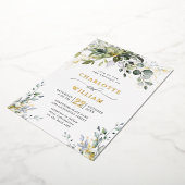 Elegant Eucalyptus Greenery Wedding Gold Folie Uitnodiging (Gedraaid)