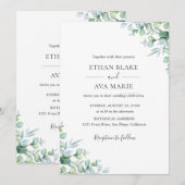 Elegant Eucalyptus Greenery Wedding  Invitation Kaart (Voorkant / Achterkant)