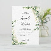 Elegant Eucalyptus Greenery Wedding Invitation Kaart (Staand voorkant)