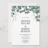 Elegant Eucalyptus Greenery Wedding Invitation Kaart (Voorkant)
