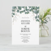 Elegant Eucalyptus Greenery Wedding Invitation Kaart (Staand voorkant)