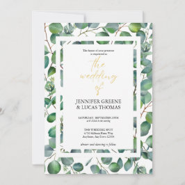 Elegant Eucalyptus Greenery Wedding Invitation Kaart