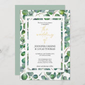 Elegant Eucalyptus Greenery Wedding Invitation Kaart (Voorkant / Achterkant)