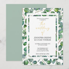 Elegant Eucalyptus Greenery Wedding Invitation Kaart
