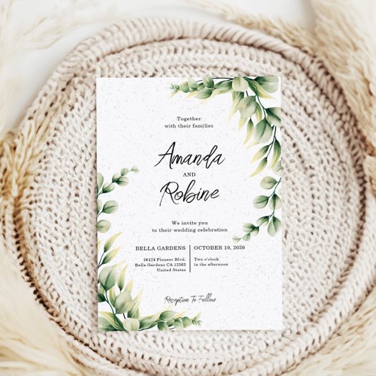 Elegant Eucalyptus Greenery Wedding Invitation Kaart