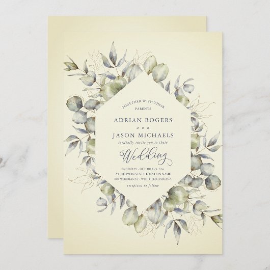 Elegant Eucalyptus Greenery Wedding Invitation Kaart