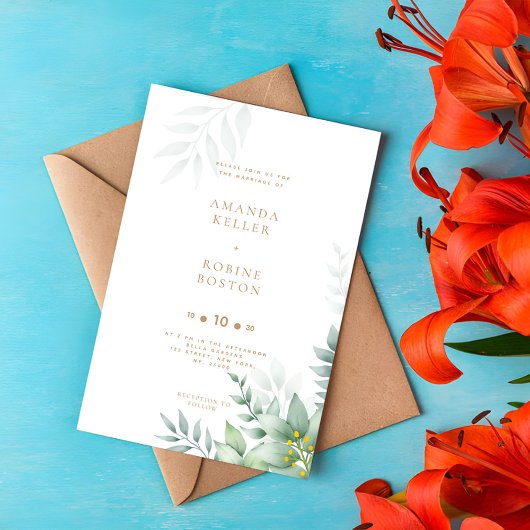 Elegant Eucalyptus Greenery Wedding Invitation Kaart