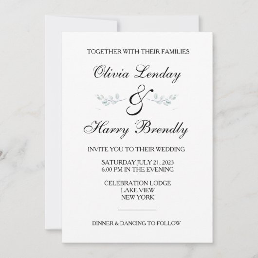 Elegant Eucalyptus Greenery Wedding Invitation Kaart (Voorkant)