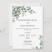 Elegant Eucalyptus Greenery Wedding Invitation Kaart (Voorkant)