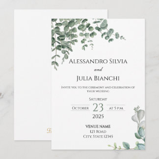Elegant Eucalyptus Greenery Wedding Invitation Kaart