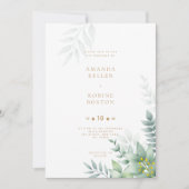 Elegant Eucalyptus Greenery Wedding Invitation Kaart (Voorkant)